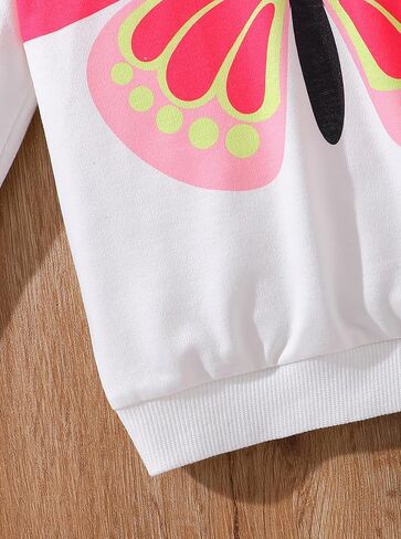Girls Long Sleeve Butterfly Print T-Shirt Ruffle Shoulders Cute Graphic Tee in Saudi Arabia