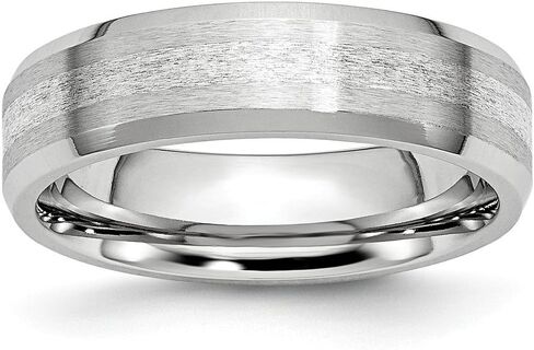 Solid Cobalt 925 Sterling Silver-Inlay / 6mm Beveled Edge Wedding Brushed Matte Finish Band Ring in Saudi Arabia