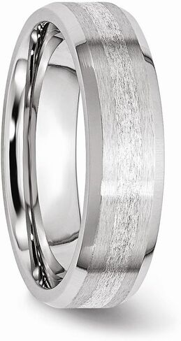 Solid Cobalt 925 Sterling Silver-Inlay / 6mm Beveled Edge Wedding Brushed Matte Finish Band Ring in Saudi Arabia