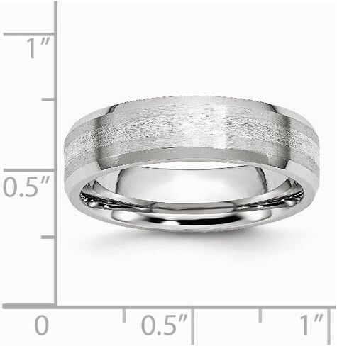 Solid Cobalt 925 Sterling Silver-Inlay / 6mm Beveled Edge Wedding Brushed Matte Finish Band Ring in Saudi Arabia