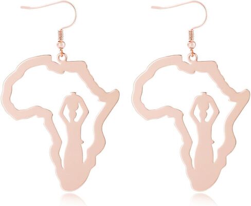 Trendy African American Woman Earrings Hollow Out Africa Map Dangle Earring in Saudi Arabia