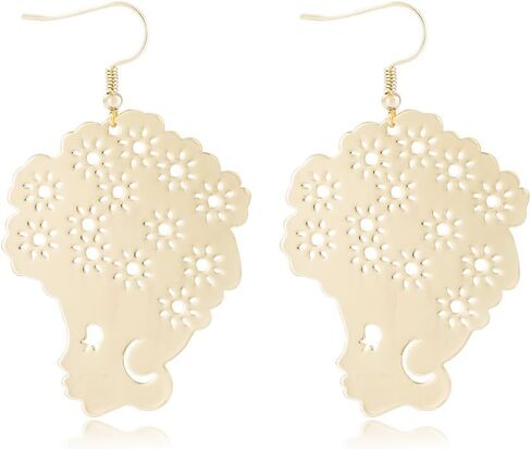 Trendy African American Woman Earrings Hollow Out Africa Map Dangle Earring in Saudi Arabia