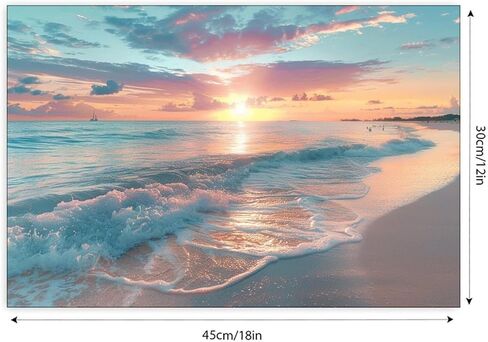 Sunset Beach Waves Gently Rolling Vintage Rustic Canvas Wall Art - 12x18in Unframed Poster- Home & Office Decor for Living Room, Bedroom, Kitchen & Cafe in Saudi Arabia