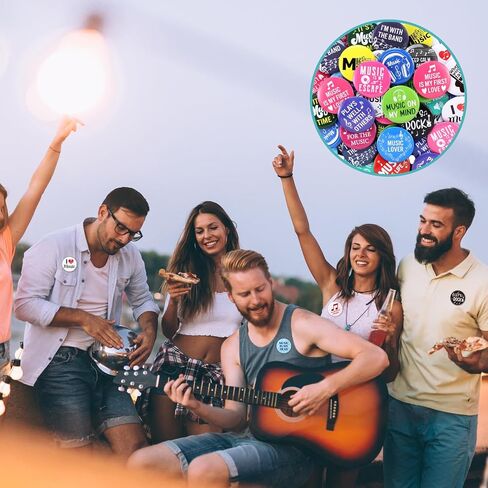 Tondiamo 160 Pcs Christmas Funny Music Pins Round Metal Badge Brooch Music Lovers Themed Pins for Backpacks and Band Themed Party Decorations in Saudi Arabia