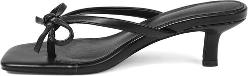 Mattiventon Kitten Heel Sandals Thong Sandals For Women Bow Heels Slip On Flip Flops Square Toe Summer Cute Party Dress Shoes in Kuwait