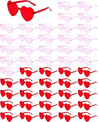50/100 زوج من النظارات الشمسية على شكل قلب، نظارات قلب شفافة بلون الحلوى، هدية لحفلات العزوبية للنساء in Kuwait