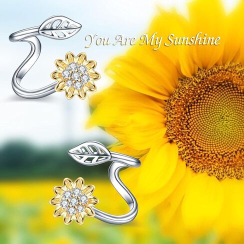 POPLYKE Sunflower Ear Climber 925 Sterling Silver Crawler Cuff Wraps Earrings Sunflower Jewelry Gifts for Women Hypoallergenic in Saudi Arabia