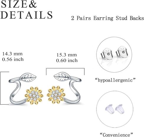 POPLYKE Sunflower Ear Climber 925 Sterling Silver Crawler Cuff Wraps Earrings Sunflower Jewelry Gifts for Women Hypoallergenic in Saudi Arabia