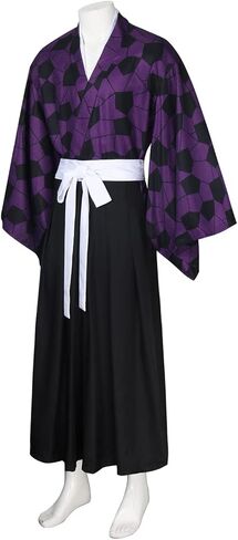 LINKOM Anime Demon Kokushibou Cosplay Costume Kimono Outfits Uniform Set for Men Halloween Party in Saudi Arabia