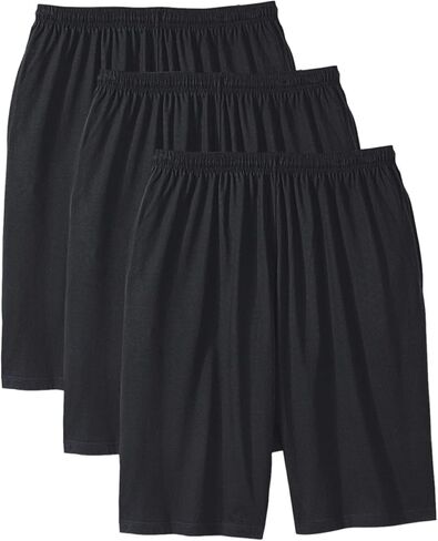 شورتات جيرسيه طويلة وخفيفة الوزن للرجال من KingSize، 3 قطع - 5XL، أسود كلاسيكي in Saudi Arabia