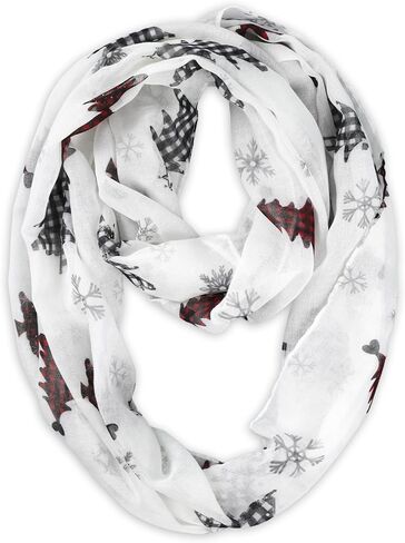 Christmas Scarf for Women Lightweight Christmas Infinity Scarves for Women 2025 Winter Xmas Light Weight Black and Red Xmas Tree Soft Scarf Holiday Gifts Neck Wrap for Mom Sister Friend Party Favor in Saudi Arabia