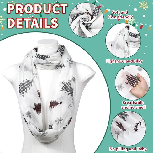 Christmas Scarf for Women Lightweight Christmas Infinity Scarves for Women 2025 Winter Xmas Light Weight Black and Red Xmas Tree Soft Scarf Holiday Gifts Neck Wrap for Mom Sister Friend Party Favor in Saudi Arabia