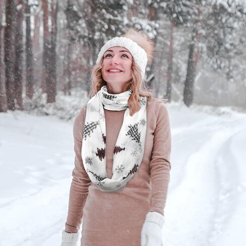 Christmas Scarf for Women Lightweight Christmas Infinity Scarves for Women 2025 Winter Xmas Light Weight Black and Red Xmas Tree Soft Scarf Holiday Gifts Neck Wrap for Mom Sister Friend Party Favor in Saudi Arabia