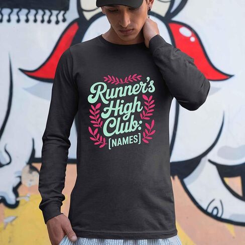 قميص أنشطة كلاسيكي يحمل اسم Clan Fashion Running - Runner's High Club أسود in Saudi Arabia