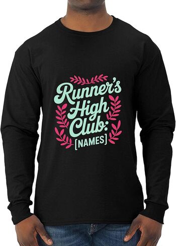 قميص أنشطة كلاسيكي يحمل اسم Clan Fashion Running - Runner's High Club أسود in Saudi Arabia