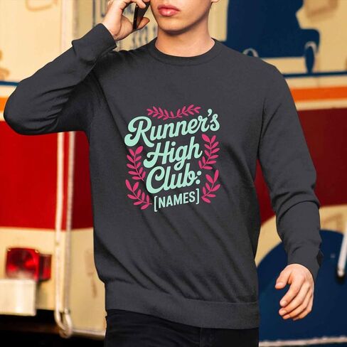 قميص أنشطة كلاسيكي يحمل اسم Clan Fashion Running - Runner's High Club أسود in Saudi Arabia