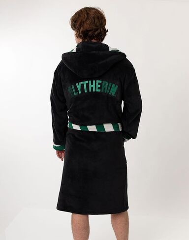 Harry Potter Slytherin Unisex Black Hooded Bathrobe | Cosy Fleece Loungewear for Home & Lounging | Long Sleeve Tie Closure in Saudi Arabia