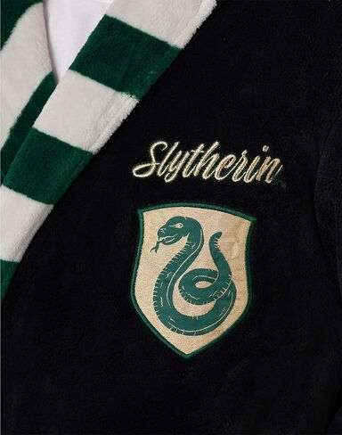 Harry Potter Slytherin Unisex Black Hooded Bathrobe | Cosy Fleece Loungewear for Home & Lounging | Long Sleeve Tie Closure in Saudi Arabia