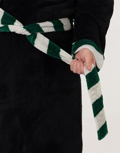 Harry Potter Slytherin Unisex Black Hooded Bathrobe | Cosy Fleece Loungewear for Home & Lounging | Long Sleeve Tie Closure in Saudi Arabia