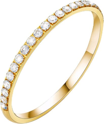 14K Gold Plated Rings Comaptible for Oura Ring 4/Gen 3 Stacking Ring, Non Tarnish Cubic Zirconia Simulated Diamond Stackable Sterling Eternity Bands for Women in Kuwait
