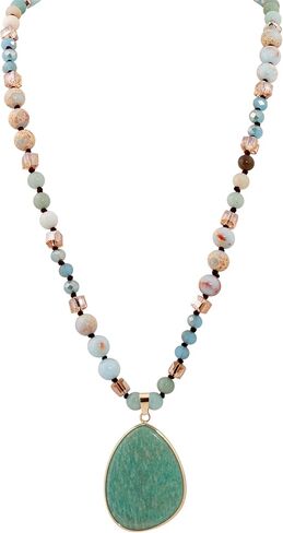 MINACHI Handmade Agate Pebble Pendant with Crystal Beads, Random Stone Shape, Vintage Women's Jewelry in Saudi Arabia