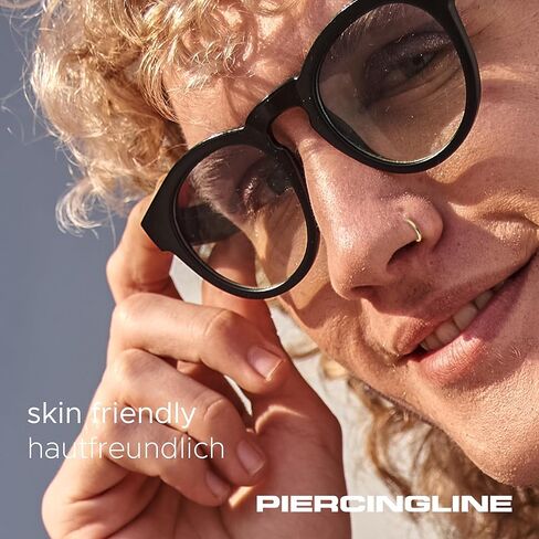 حلقة الأنف PIERCINGLINE 20G من الفولاذ الجراحي 316L مجوهرات ثقب الأنف | حلقة أنف على شكل حرف L في بصريات دائرية | ترصيع الأنف للنساء والرجال in Kuwait
