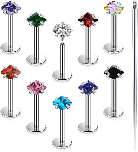 20G 18G 16G Astm F136 Titanium Internal Thread Flat Back Earrings Nose Studs Tragus Helix Conch Cartilage Lobe Earrings Medusa Labret Snake Bite Monroe Lip Ring Piercing Jewelry For Women Men in Saudi Arabia