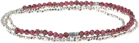 Scout Curated Wears - Women's Delicate Stone Wrap Bracelet & Necklace - Garnet/Silver - Stone of Health in Saudi Arabia