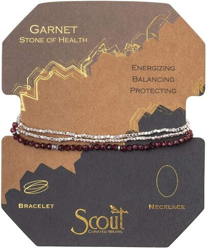 Scout Curated Wears - Women's Delicate Stone Wrap Bracelet & Necklace - Garnet/Silver - Stone of Health in Saudi Arabia