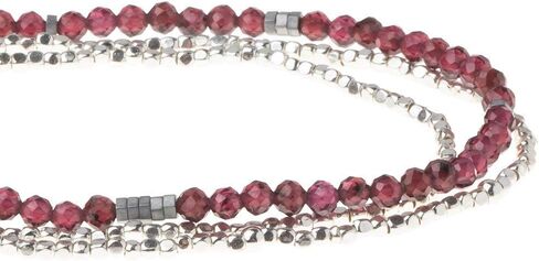 Scout Curated Wears - Women's Delicate Stone Wrap Bracelet & Necklace - Garnet/Silver - Stone of Health in Saudi Arabia