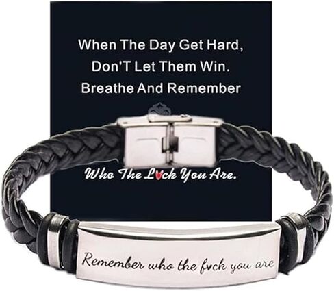 Remember Who The F You Are Motivationa Bracelet Dont Let The Hard Days Win Bracelet for Women Men Black Braided Inspirational Message Fashion Bracelets Jewelry Gifts in Saudi Arabia