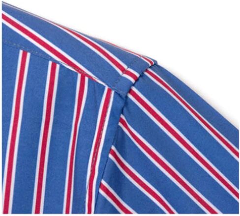 Mens Striped Shirt Casual Stylish Lapel Collared Long Sleeve Slim Fit Button Down Business Work Dress Shirts Blouses in Saudi Arabia