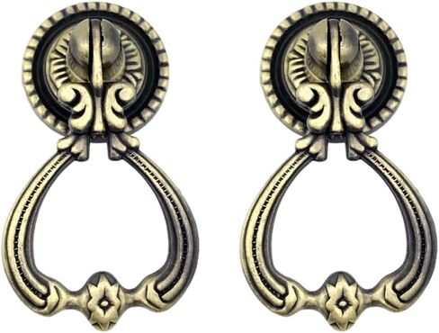 2Pcs Zinc Alloy Retro Cabinet Ring Knobs Vintage Pulls for Dresser Drawers Kitchen Cabinets Antique Style Hardware in Kuwait