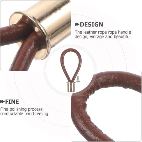 Garneck Leather Rope Pull Handle for Cabinets and Gold Tone Minimalist Modern Door Pull Wear-Resistant Brown Strap Knob Easy Grip for Wardrobe Kitchen Office Furniture in Saudi Arabia