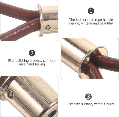 Garneck Leather Rope Pull Handle for Cabinets and Gold Tone Minimalist Modern Door Pull Wear-Resistant Brown Strap Knob Easy Grip for Wardrobe Kitchen Office Furniture in Saudi Arabia