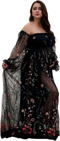 Long Sleeves Maternity Photoshoot Dress for Women 2026 Tulle Floral Pregnancy Gown Formal in Saudi Arabia