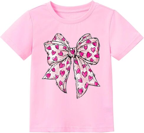 Toddler Girls Valentines Shirt Cute Heart Graphic T-Shirts Kids Valentine Love Heart Tees Outfit 2T in Kuwait