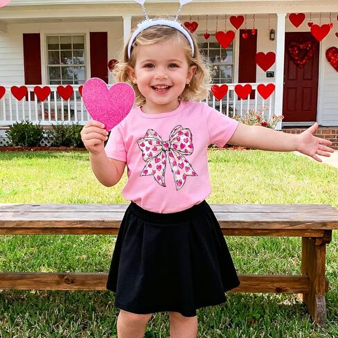Toddler Girls Valentines Shirt Cute Heart Graphic T-Shirts Kids Valentine Love Heart Tees Outfit 2T in Kuwait