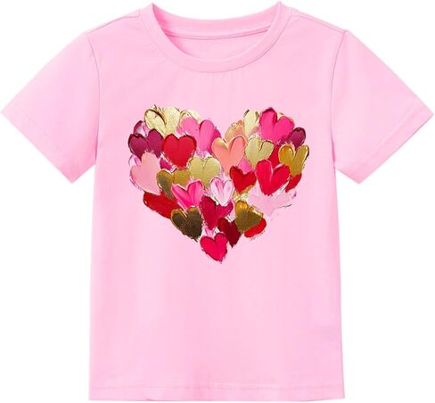 Toddler Girls Valentines Shirt Cute Heart Graphic T-Shirts Kids Valentine Love Heart Tees Outfit 2T in Kuwait