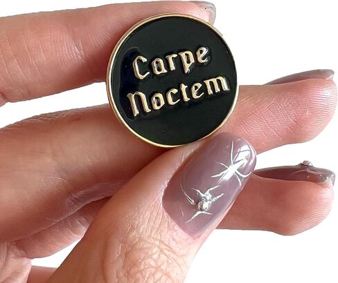 Goth Enamel Pin Set 3Pcs – Moon Flowers Moth Pin, Carpe Noctem - Seize The Night, Memento Mori Skull – Gothic Aesthetic, Emo, Grunge, Punk, Alternative Backpack Gift in Kuwait