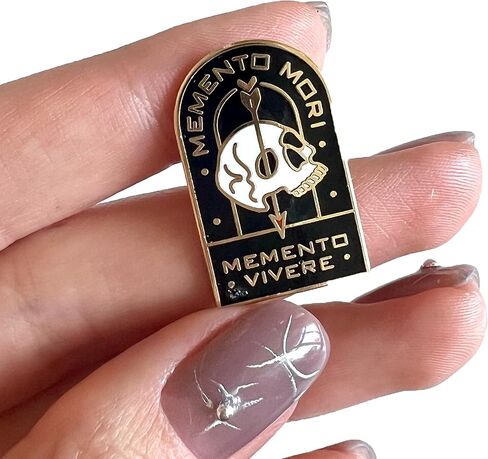 Goth Enamel Pin Set 3Pcs – Moon Flowers Moth Pin, Carpe Noctem - Seize The Night, Memento Mori Skull – Gothic Aesthetic, Emo, Grunge, Punk, Alternative Backpack Gift in Kuwait