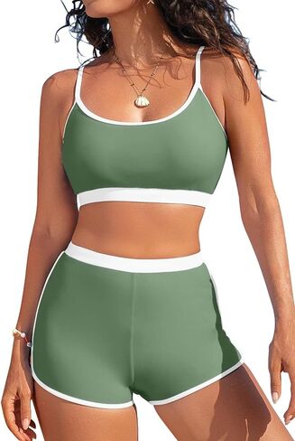 Herseas High Waisted Bikini Sets for Women - 2 Piece Tummy Control Swimsuits Modest Bathing Suit Shorts Swim Suits 2026 in Saudi Arabia