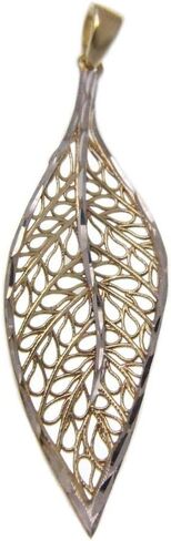 Arthur's Jewelry 14k yellow gold white gold Hawaiian maile leaf filigree diamond cut pendant in Saudi Arabia