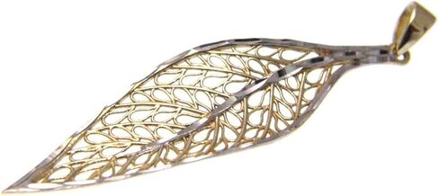 Arthur's Jewelry 14k yellow gold white gold Hawaiian maile leaf filigree diamond cut pendant in Saudi Arabia