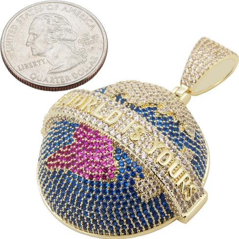 14k Yellow/White Gold Plated AAA Cubic Zirconia The World Is Yours Globe Pendant in Saudi Arabia