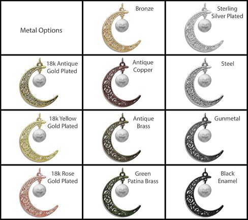 Angel Aura Quartz Point in Antique Bronze-Bronze-Copper-Steel-Silver-Patina-Black-Gunmetal-Gold or Rose GoldCeltic Moon Charm Celestial Pendant Necklace or Earrings in Saudi Arabia