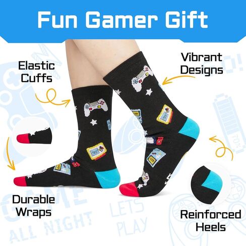 هدايا اللاعبين للرجال - حشوات جوارب الألعاب للأولاد المراهقين، جوارب ألعاب الفيديو للبالغين مع سلسلة مفاتيح in Kuwait