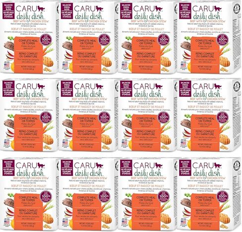 Caru - Daily Dish Beef with Chicken Stew - Healthy Functional Wet Dog Food or Topper - 12 oz Cartons - Pack of 4 in Kuwait