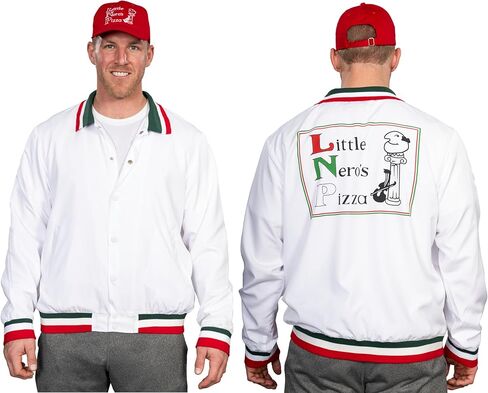 Little Nero’s Pizza Delivery Driver Christmas Movie White Jacket and Red Hat Complete Cosplay Halloween Costume Set in Saudi Arabia