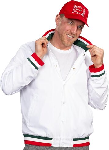 Little Nero’s Pizza Delivery Driver Christmas Movie White Jacket and Red Hat Complete Cosplay Halloween Costume Set in Saudi Arabia